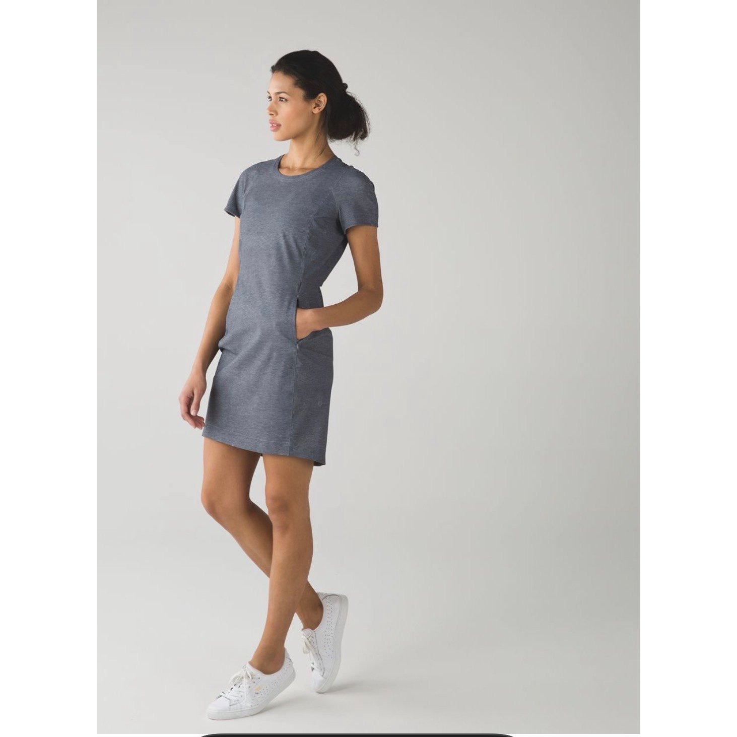 Lululemon &Go Endeavor Dress Heathered Texture Printed Gray/Deep Coal Size 10